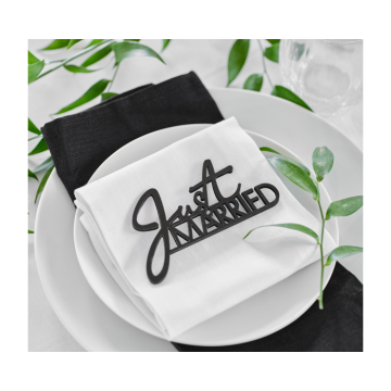 Tafeldecoratie Just Married Zwart Ginger Ray (6st)