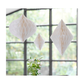 Honeycomb Hangdecoratie Wit Ginger Ray (3st) 