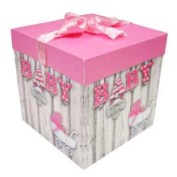 Cadeaudoos Baby Roze 22x22x22CM