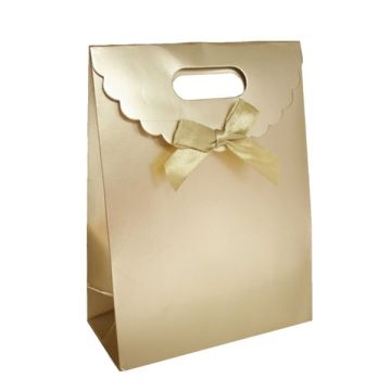 Kartonnen Cadeautas Strikje Goud (12st)