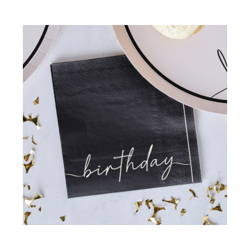 Servetten Happy Birthday Nude & Zwart Ginger Ray (16st)