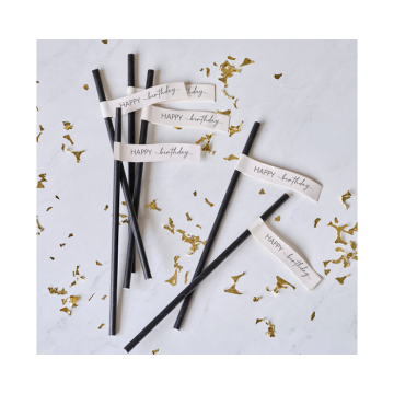 Rietjes Happy Birthday Nude & Zwart Ginger Ray (16st)