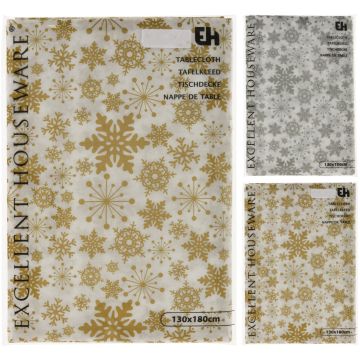 Tafelkleed Sneeuwvlokken Zilver