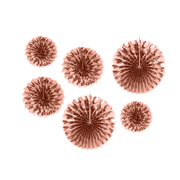 Deco Waaiers Metallic Roségoud 6dlg