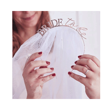 Diadeem Bride To Be met sluier Roségoud 