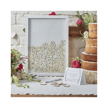 Houten Gastenboek Frame met hartjes Ginger Ray 