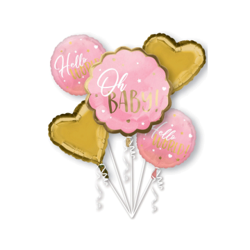 Folieballon Boeket Oh Baby! Roze (5st)