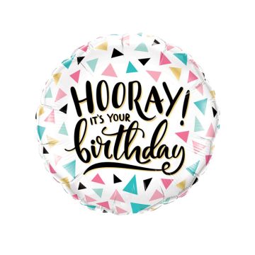 Folieballon Hooray! It's Your Birthday (45cm) 