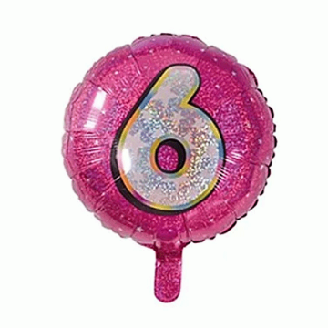 Folieballon Holografisch Cijfer 6 Roze