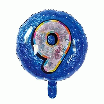 Folieballon Holografisch Cijfer 9 Blauw