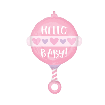 Folieballon Rammelaar Hello Baby! Roze (43x60cm)