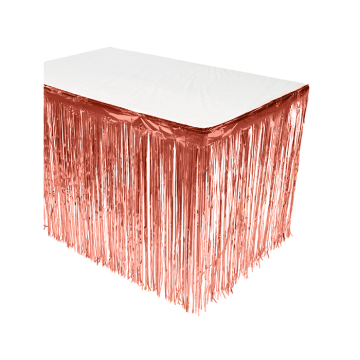 Folie Fringe Tafelrok Roségoud (275x74cm) 