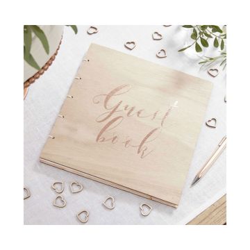 Houten Gastenboek Roségoud Ginger Ray
