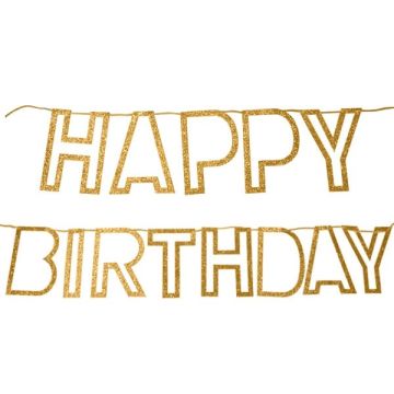 Glitter Slinger Happy Birthday Goud