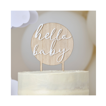 Houten & Acryllen Taarttopper Hello Baby Ginger Ray