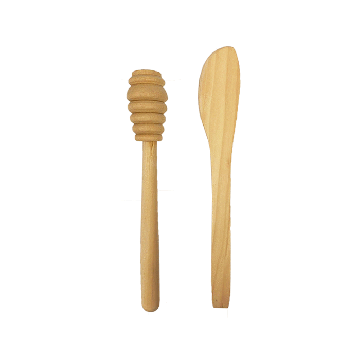 Houten Honinglepel en Stokje - 15cm