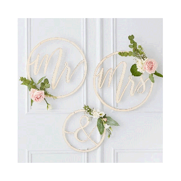 * Houten Decoratieringen Mr & Mrs Ginger Ray 