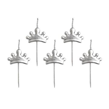 Kaarsjes Kroontje Zilver (5st)