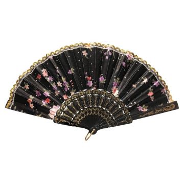 Waaier Bloemen Zwart