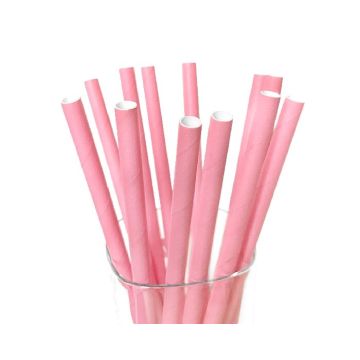 Papieren Rietjes Roze (12st)