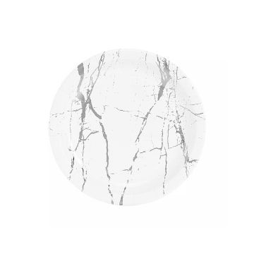 Kartonnen Bordjes Marble Zilver 18cm (20st) 