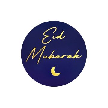 Stickers Eid Mubarak Blauw/Goud (24st)
