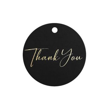 Hangkaartjes Thank You Zwart/Goud (12st) 