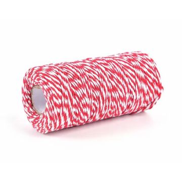 Bindtouw Katoen Rood/Wit - 100 meter
