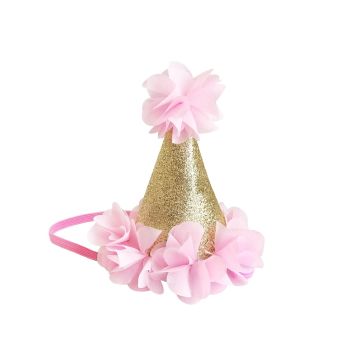 Feesthoedje Roze/Goud 