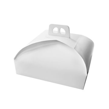 Witte kartonnen taartdoos 29x29 cm met handvat