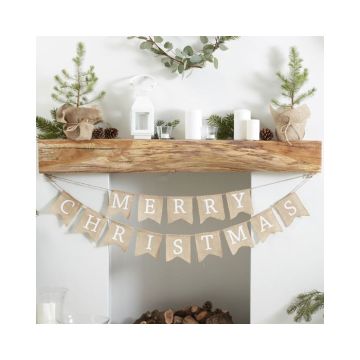Juten Slinger Merry Christmas Ginger Ray - 2,5 meter met de tekst Merry Christmas bij de openhaard