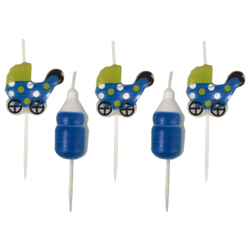 Kaarsjes Geboorte Blauw (5st) 
