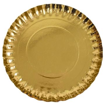 Kartonnen Dienblad Rond Metallic Goud - 28cm