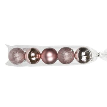 Kerstballen Roze - 80mm - 5 stuks