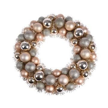 Kerstkrans Champagne met ballen - 39 cm
