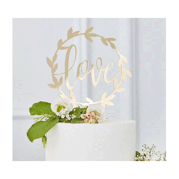 Acryl Taarttopper Love Goud Ginger Ray 