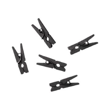 Houten Mini Knijpers Zwart - 24 stuks 