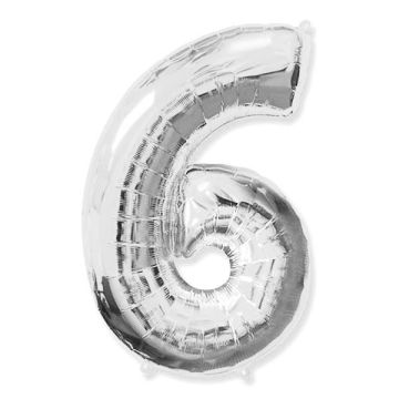 Folie Ballon 6 Zilver 43cm