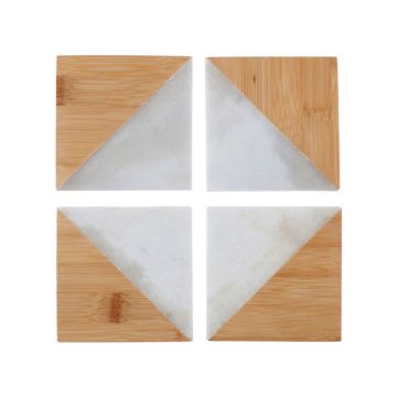 Onderzetter Marmer & Bamboe Rechthoek (4st)