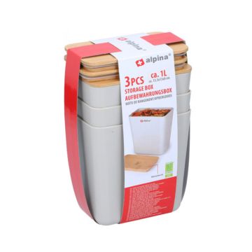 Alpina Opbergdoos met bamboedeksel (3st) 
