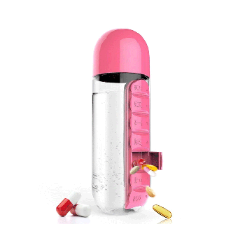 Waterfles met Pillendoos Roze 