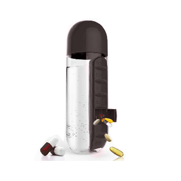 Waterfles met Pillendoos Zwart