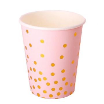 Bekers 'Gold Dots' Pastel Roze - 10st