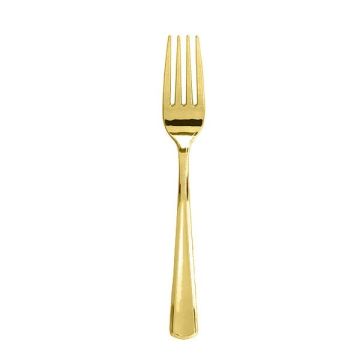 Plastic Dessertvorken Metallic Goud (12st)