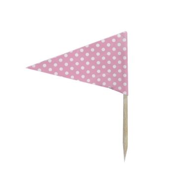 Prikkers Vlag Dots Roze/Wit (24st) 