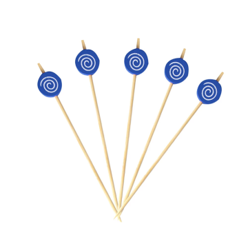 Cocktailprikkers Candy Swirl Hout Blauw (24st)