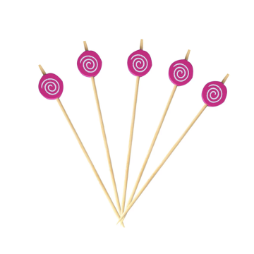 Cocktailprikkers Candy Swirl Hout Roze (24st)