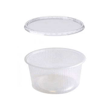 Saladebakjes Rond met deksel 250cc - 100 stuks