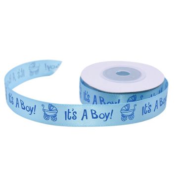 Satijnlint 1cm 'Baby boy'