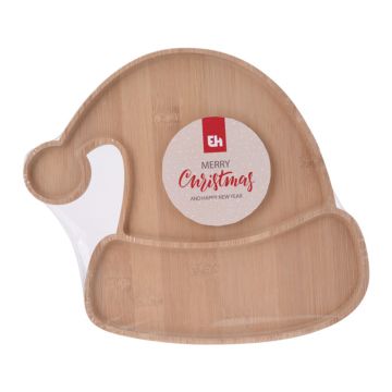 Serveerplateau Kerstmuts Bamboe - 22 x 22,5 x 1,5 cm 